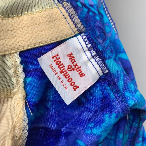 Vintage Maxine Of Hollywood Womens Blue Printed Button Swimsuit - Picture 6 of 9